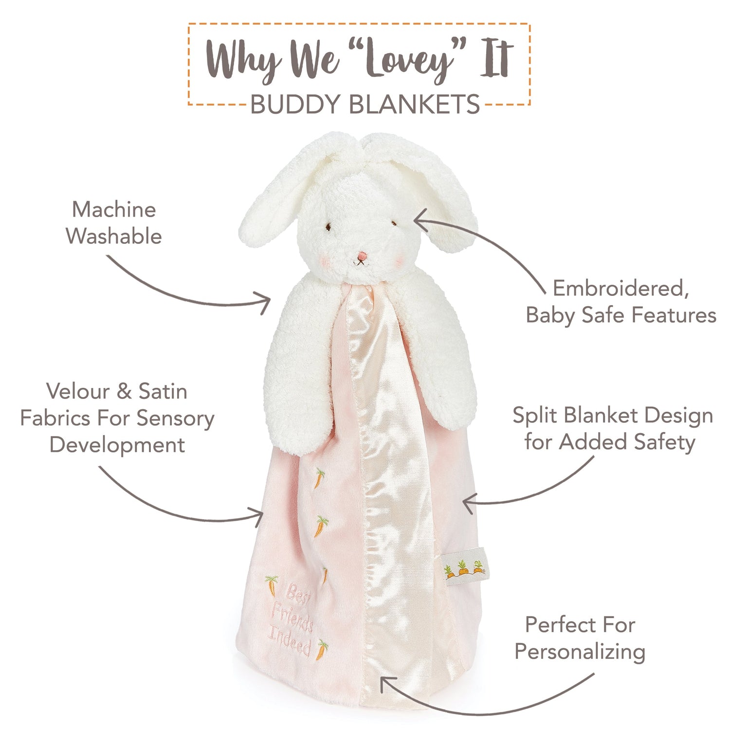 Plush Bunny Buddy Blanket – Blossom Bunny, 16 in