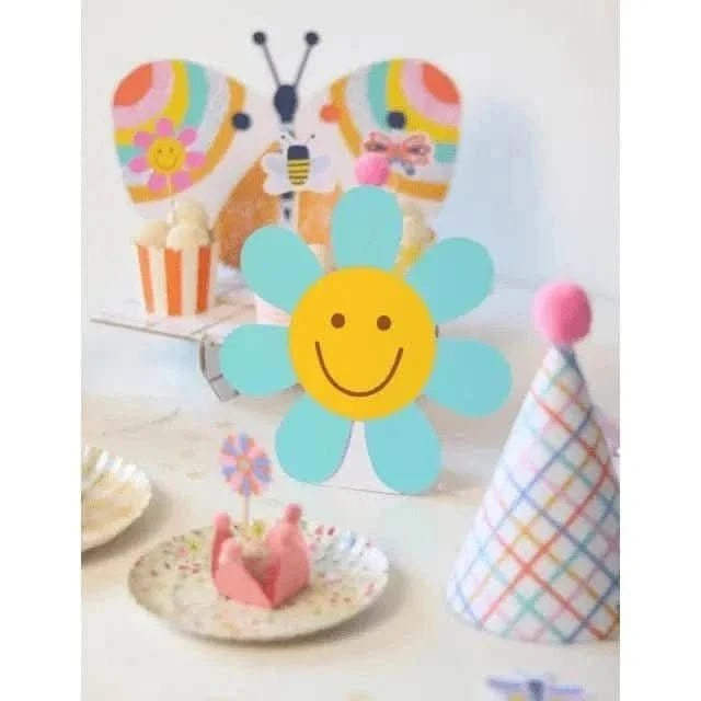 Colorful Flowers Table Totems – Set of 3 Decorative Stands - Waydiy