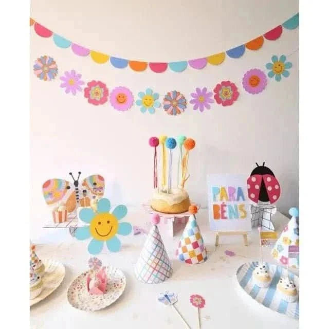 Colorful Flowers Bunting Banner – 1.4m Decorative Flag Garland - Waydiy