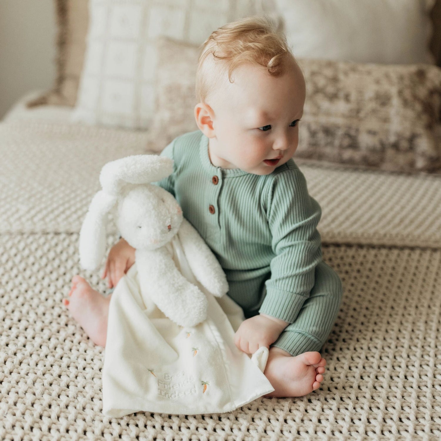 Plush Bunny Buddy Blanket – Bun Bun White Bunny, 16 in