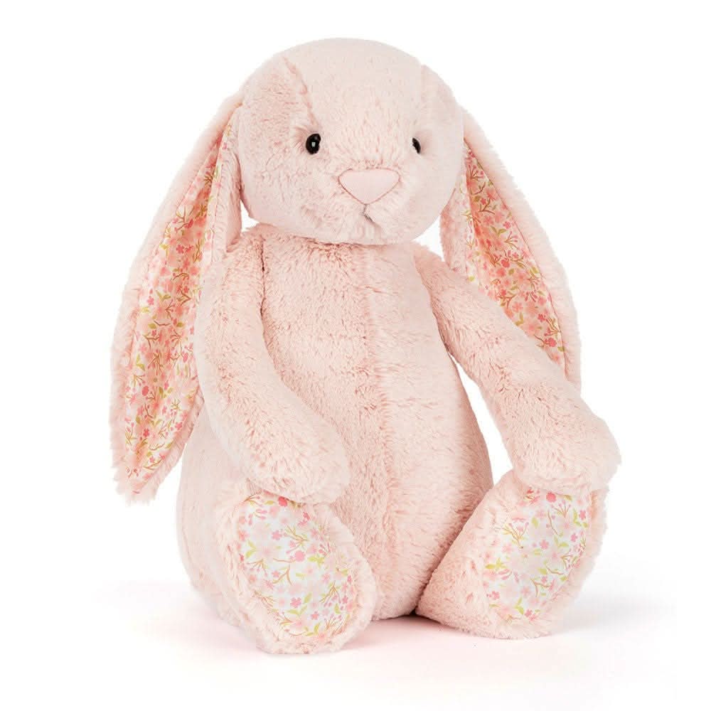 Plush Bunny with Cherry Blossom Ears – Soft Cuddly Toy, Small, Medium, or Large - Waydiy