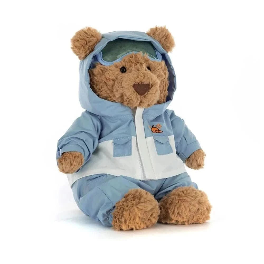Plush Bear with Blue Snowsuit – Soft Cuddly Toy, 10 in - Waydiy