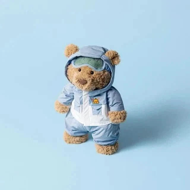 Plush Bear with Blue Snowsuit – Soft Cuddly Toy, 10 in - Waydiy