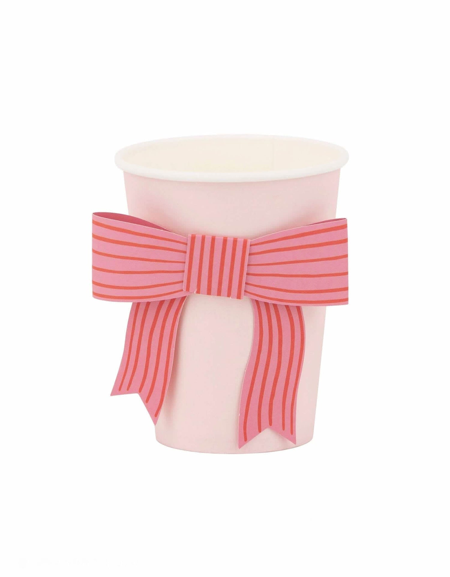 Valentine Bow Paper Cups – 12 oz Party Set of 8 with Paper Bows - Waydiy
