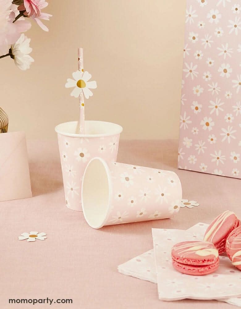 Daisy Paper Party Cups – 7.8 oz Set of 8 for Spring & Easter - Waydiy