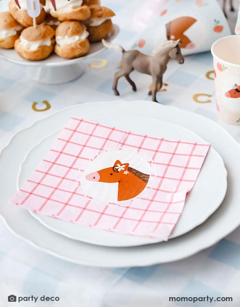 Floral Pony Large Napkins – Set of 12 - Waydiy