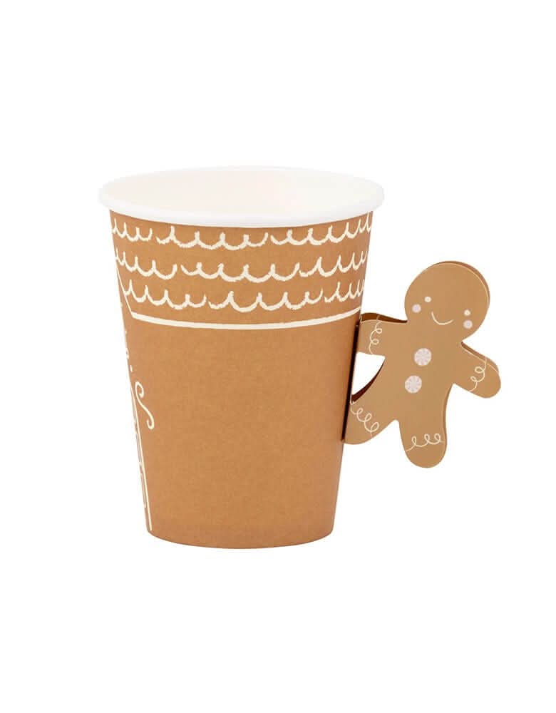 Gingerbread Paper Cups with Handles – 12 oz Holiday Set of 8 - Waydiy