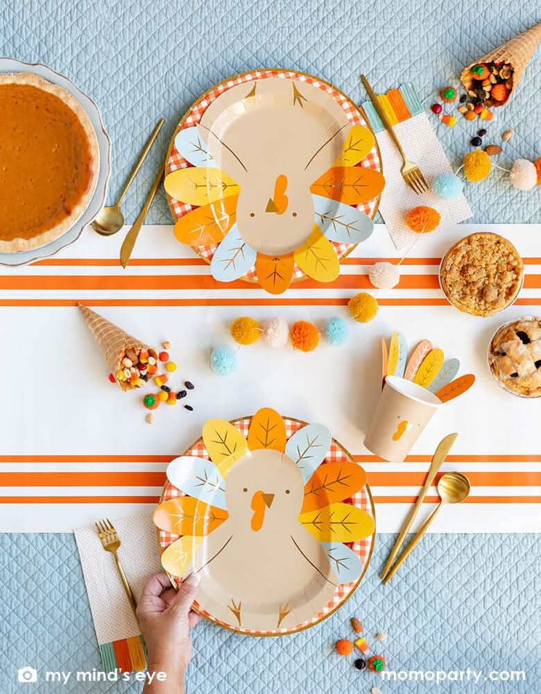Thanksgiving Harvest Turkey Cups – 8 oz Paper Set of 8 with Feathers - Waydiy