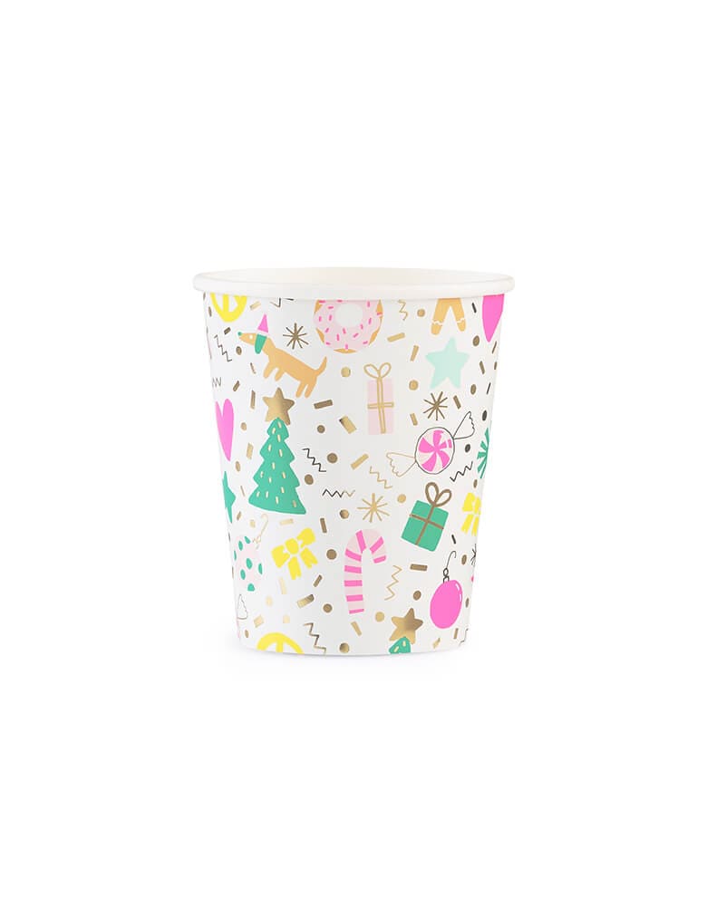 Holiday Merry & Bright Paper Cups – 9 oz Party Set of 8
