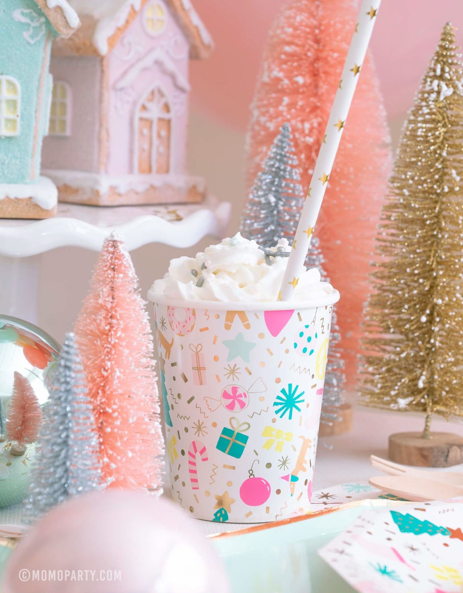 Holiday Merry & Bright Paper Cups – 9 oz Party Set of 8 - Waydiy