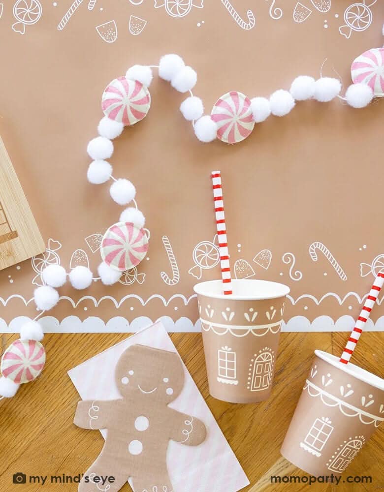 Gingerbread Paper Cups with Handles – 12 oz Holiday Set of 8 - Waydiy