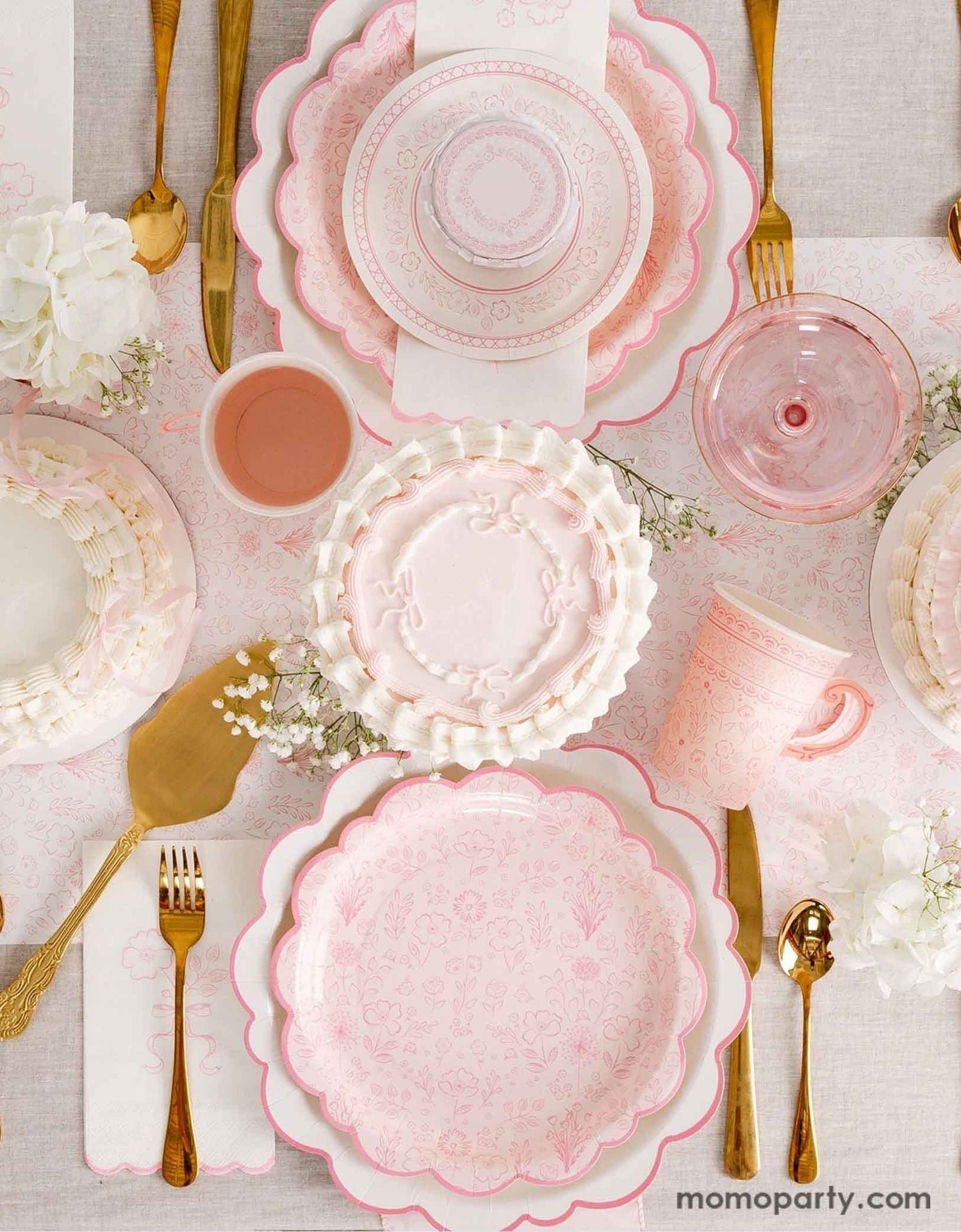 Pink Floral Paper Party Cups – 12 oz Set of 8 with Handles - Waydiy