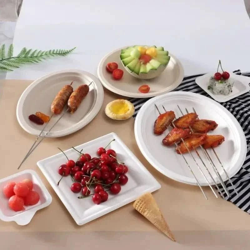 50Pcs Disposable Round Paper Plates – Party, Picnic & Camping Tableware - Waydiy
