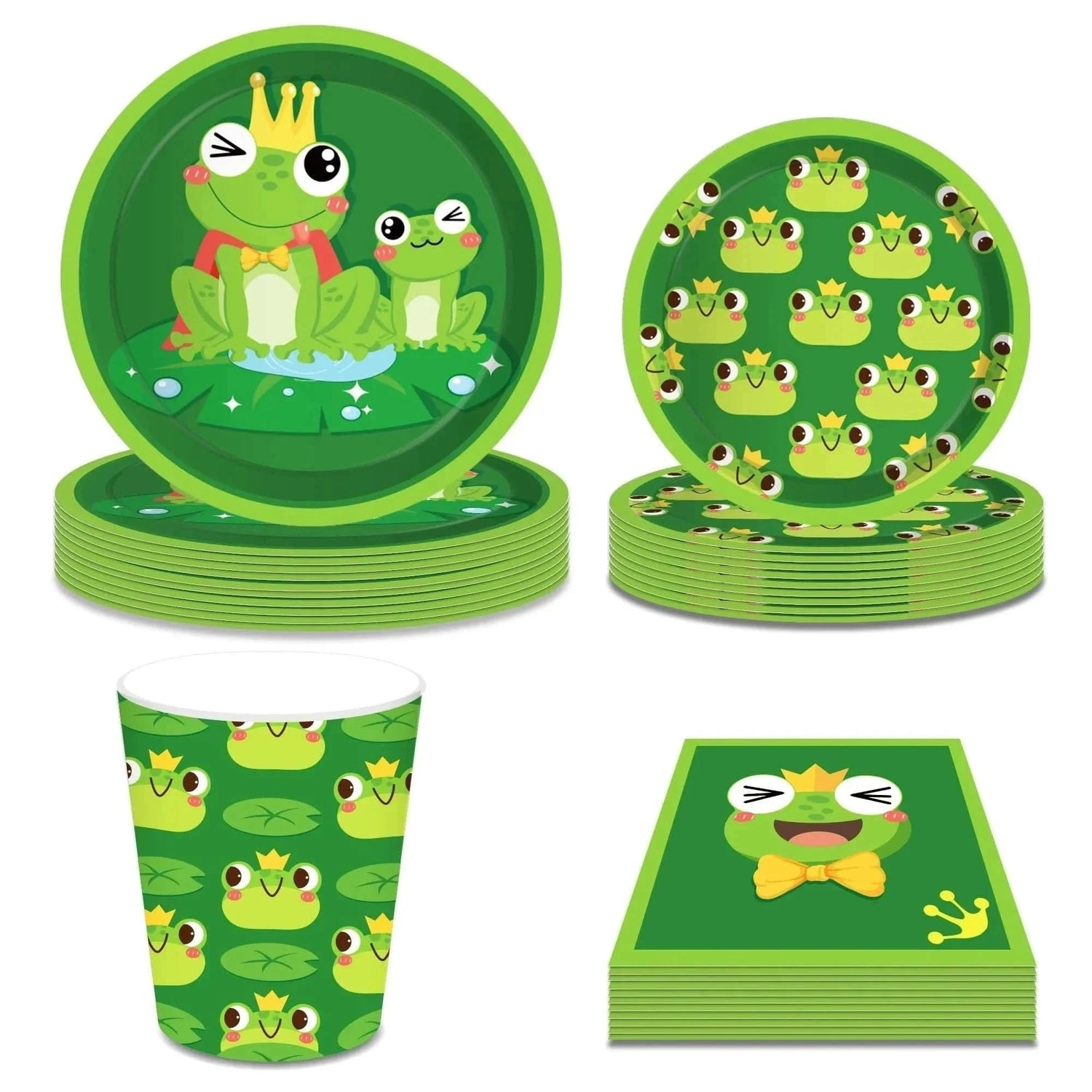 Cartoon Frog Party Tableware Set – Disposable Tablecloth & Decorations - Waydiy
