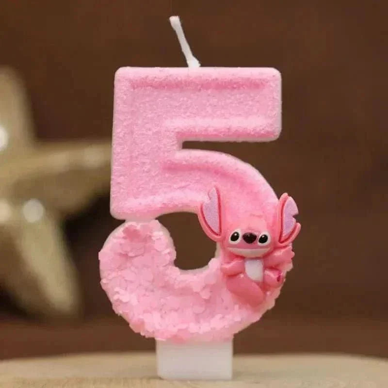Pink Cartoon Number Candles 0–9 – Birthday Cake Decoration for Kids Parties - Waydiy