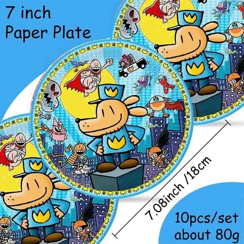 Cartoon Dog Party Tableware Kit – Eco - Friendly Disposable Plates, Cups & Decorations - Waydiy