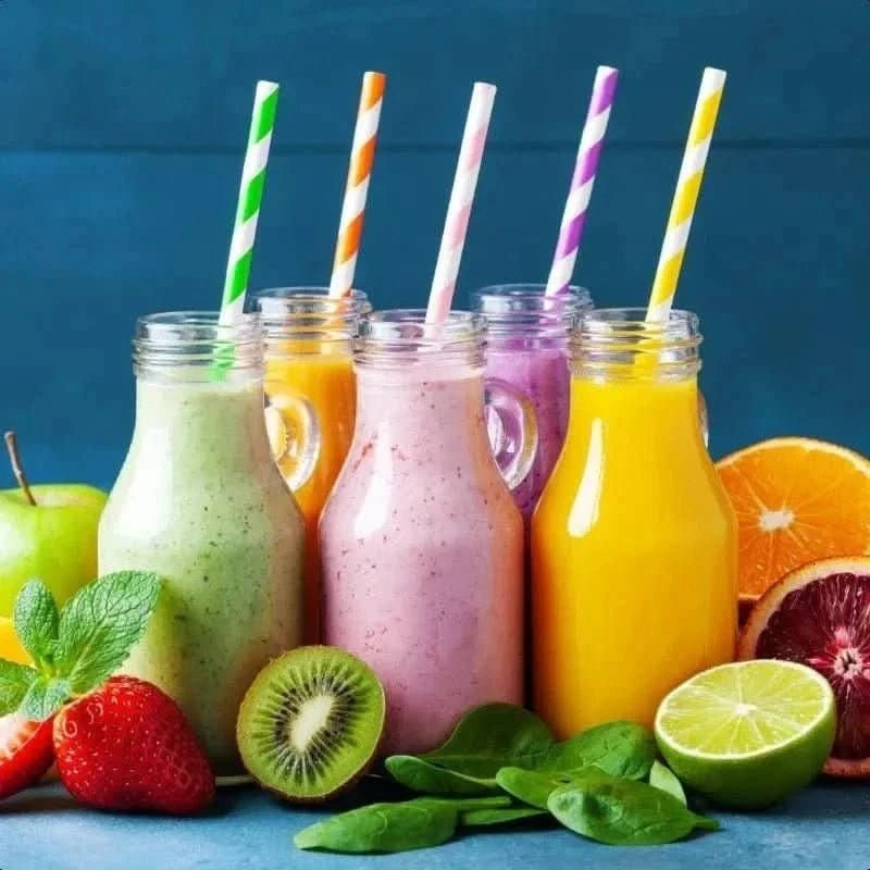 200Pcs Biodegradable Paper Straws – 8 Colors, Stripe Design, 7.75 in - Waydiy