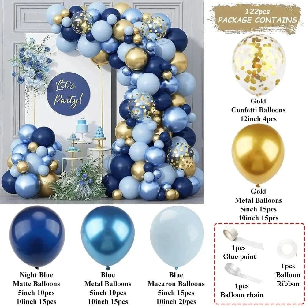 Gold and Blue Balloon Arch Kit – Party Decorations for Birthday, Wedding & Baby Shower - Waydiy