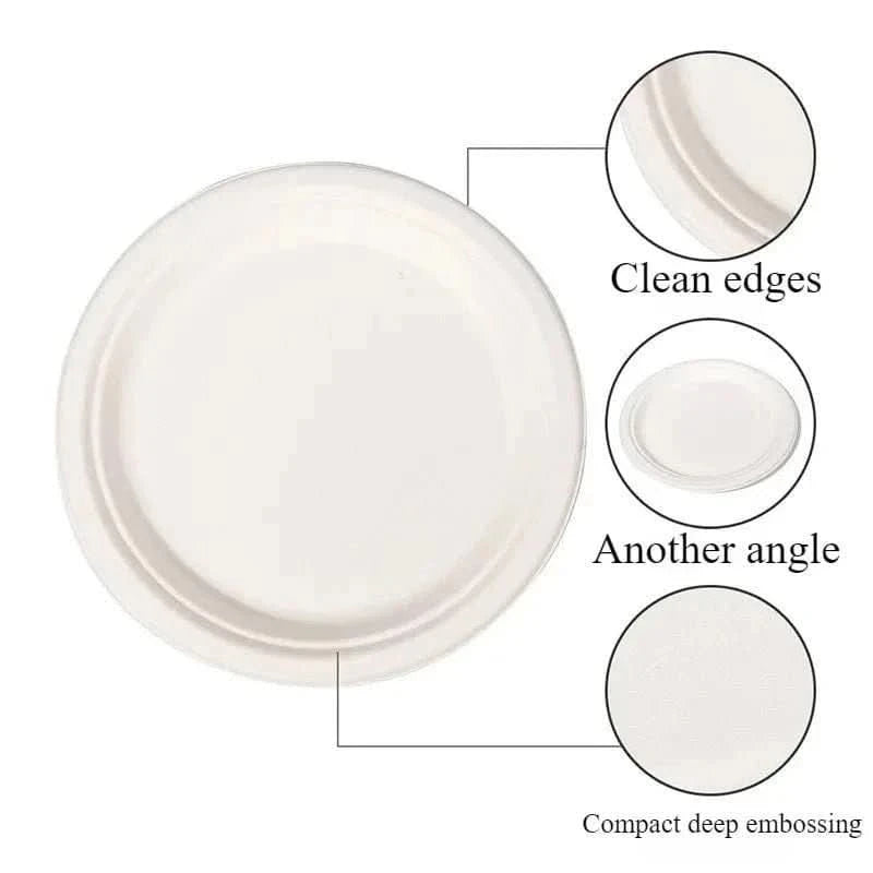 50Pcs Disposable Round Paper Plates – Party, Picnic & Camping Tableware - Waydiy