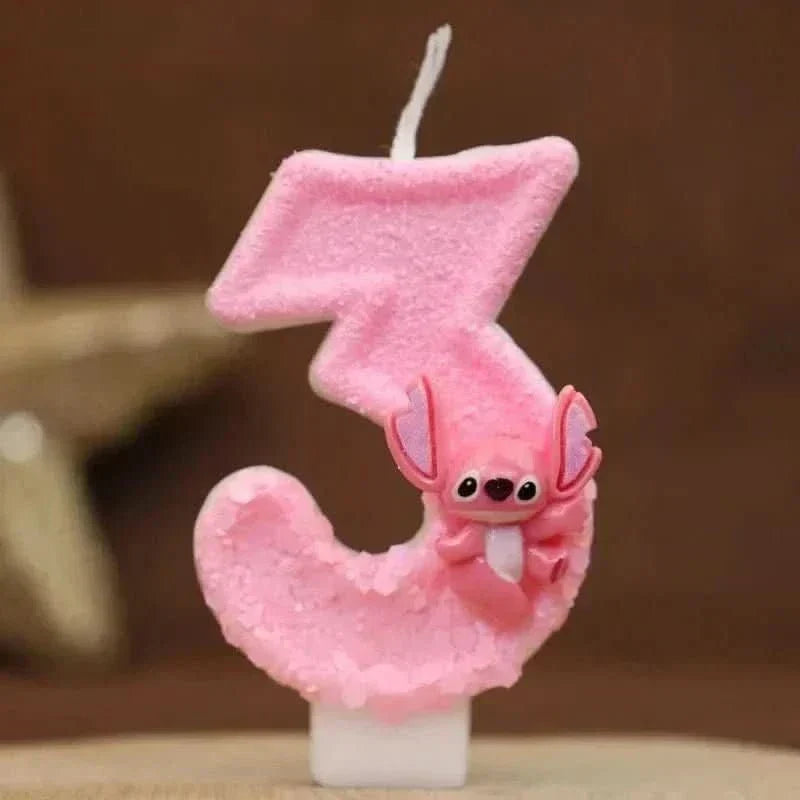 Pink Cartoon Number Candles 0–9 – Birthday Cake Decoration for Kids Parties - Waydiy