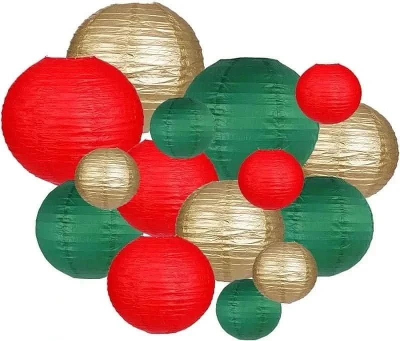 15Pcs Sage Green Paper Lantern Set – Round Hanging Party Decorations - Waydiy