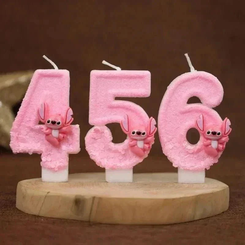 Pink Cartoon Number Candles 0–9 – Birthday Cake Decoration for Kids Parties - Waydiy
