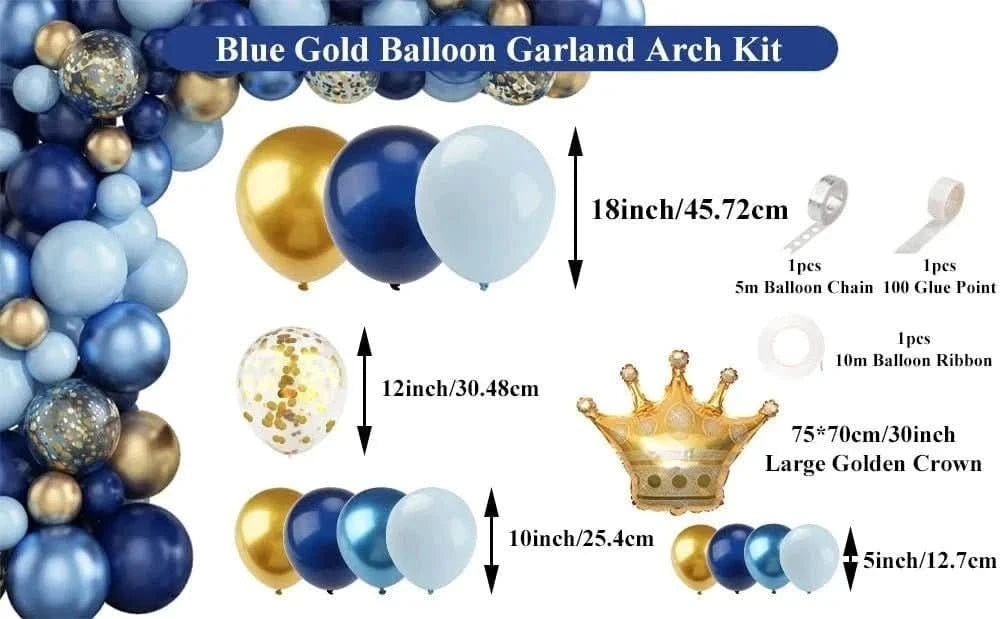 Gold and Blue Balloon Arch Kit – Party Decorations for Birthday, Wedding & Baby Shower - Waydiy