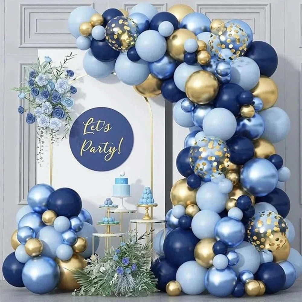 Gold and Blue Balloon Arch Kit – Party Decorations for Birthday, Wedding & Baby Shower - Waydiy