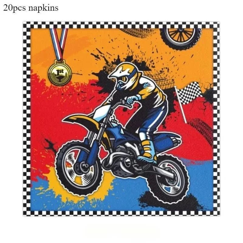 Off - Road Motorcycle Party Tableware Set – Birthday & Baby Shower Decorations - Waydiy