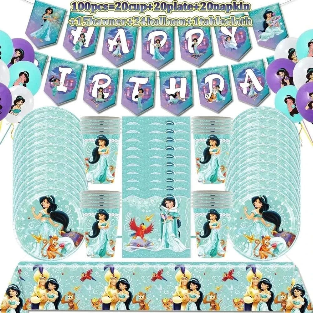 120Pcs Disposable Paper Tableware Set – Cartoon Party Decoration Kit - Waydiy