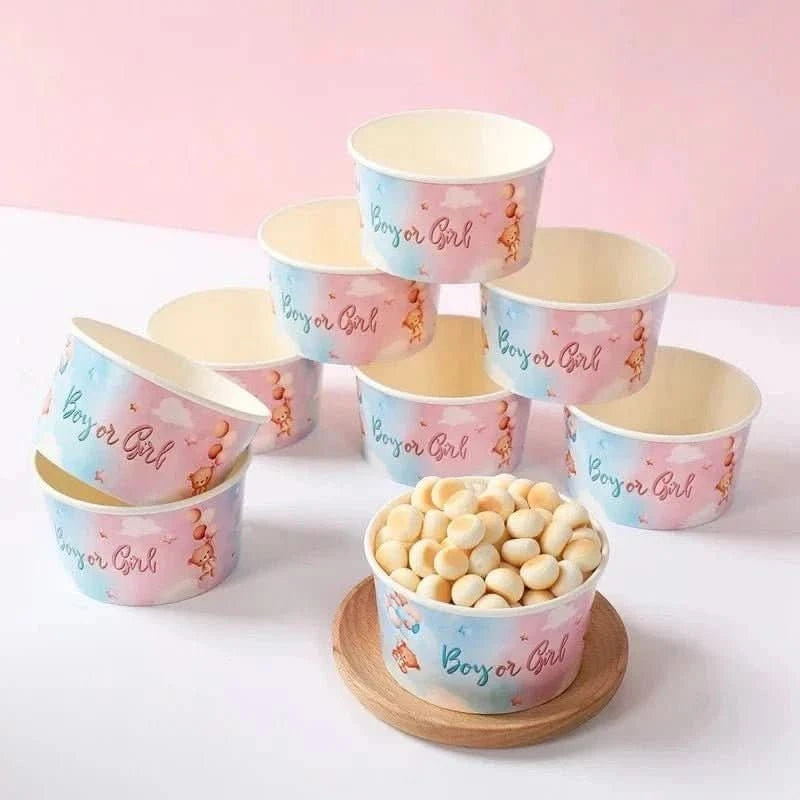 10Pcs Gender Reveal Paper Bowls – Boy or Girl Baby Shower Party Supplies - Waydiy