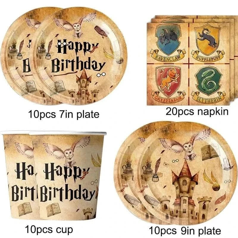 Magic Academy Party Tableware Set – Disposable Plates & Cups for Kids Birthday - Waydiy