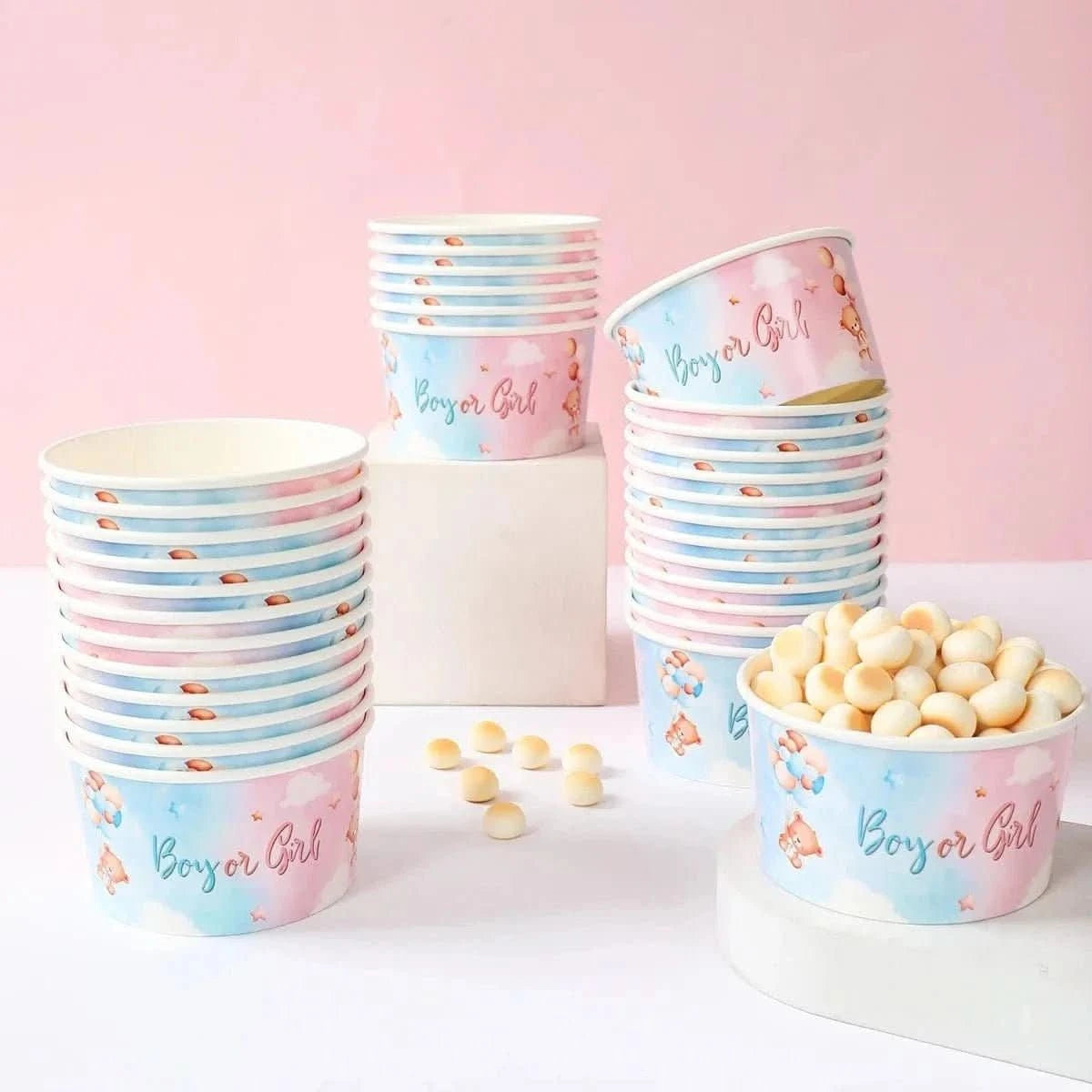 10Pcs Gender Reveal Paper Bowls – Boy or Girl Baby Shower Party Supplies - Waydiy