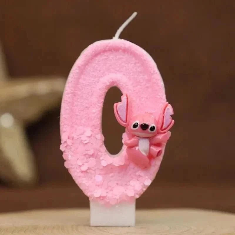 Pink Cartoon Number Candles 0–9 – Birthday Cake Decoration for Kids Parties - Waydiy