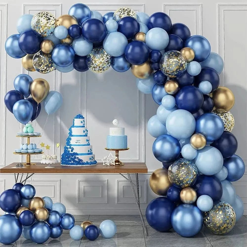 Gold and Blue Balloon Arch Kit – Party Decorations for Birthday, Wedding & Baby Shower - Waydiy