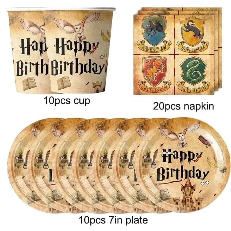 Magic Academy Party Tableware Set – Disposable Plates & Cups for Kids Birthday - Waydiy
