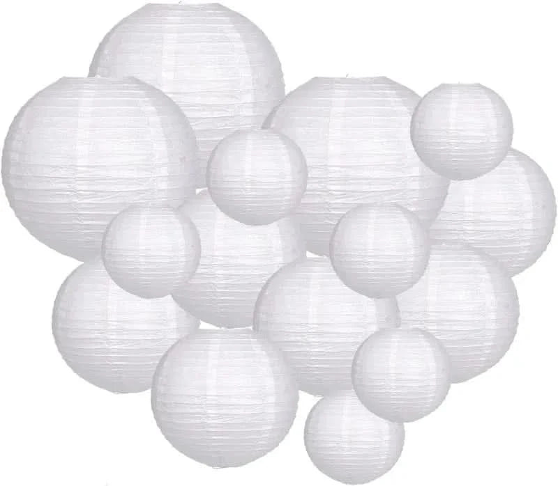 15Pcs Sage Green Paper Lantern Set – Round Hanging Party Decorations - Waydiy