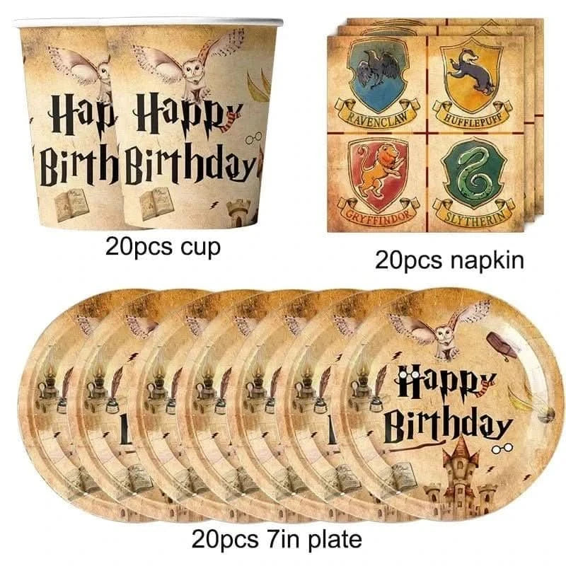 Magic Academy Party Tableware Set – Disposable Plates & Cups for Kids Birthday - Waydiy