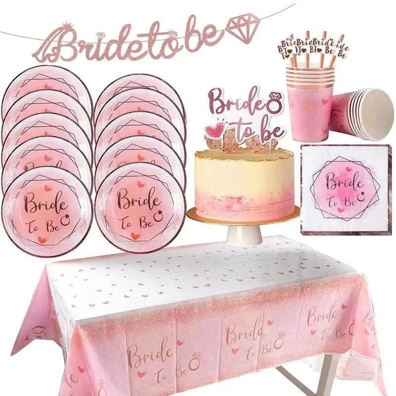 Bachelorette Party Decoration Set – Bride To Be Plates, Banner & Accessories - Waydiy