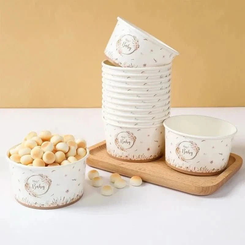 10Pcs Gender Reveal Paper Bowls – Boy or Girl Baby Shower Party Supplies - Waydiy