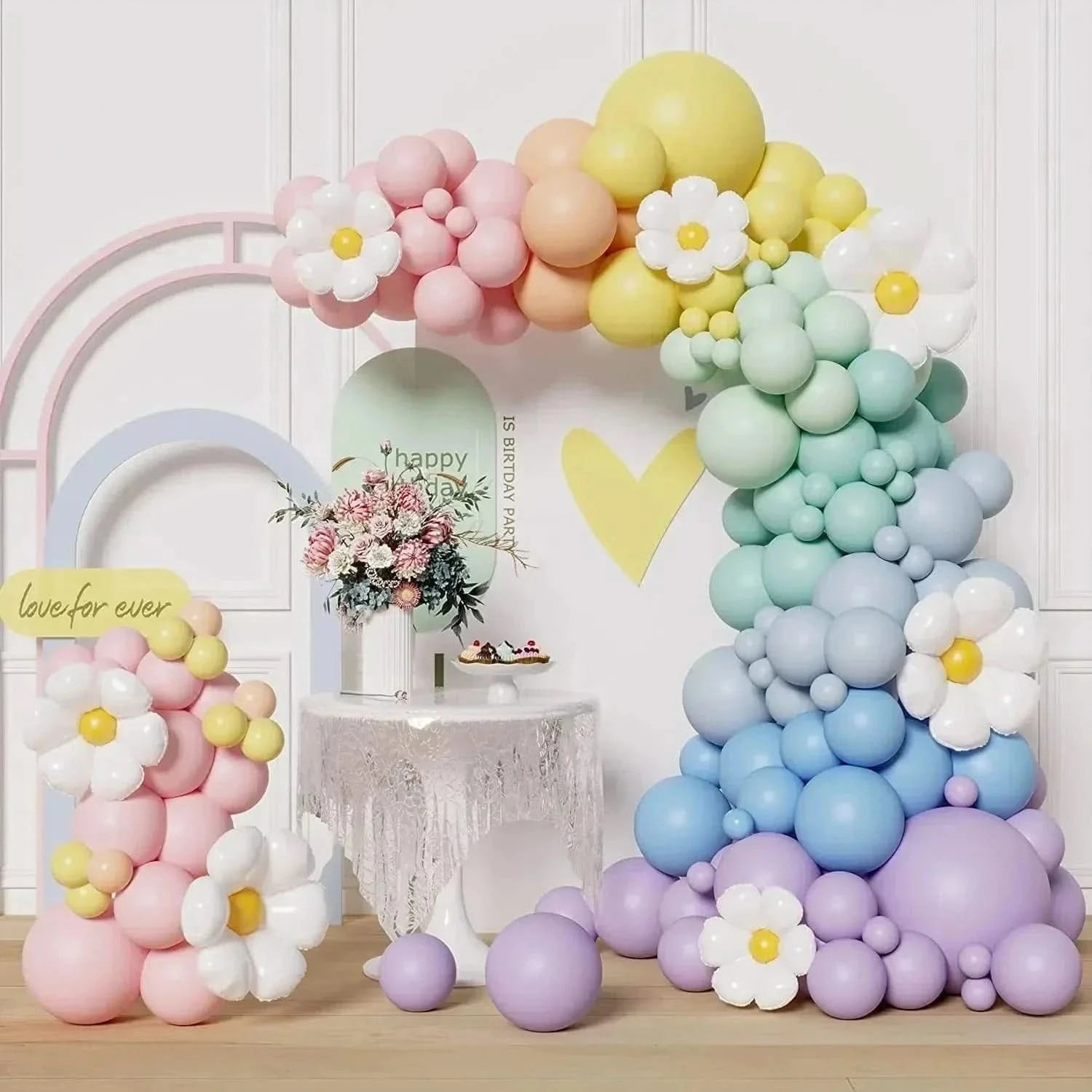 Macaron Rainbow Balloon Garland Arch Kit – Pastel Pink Party Decorations - Waydiy