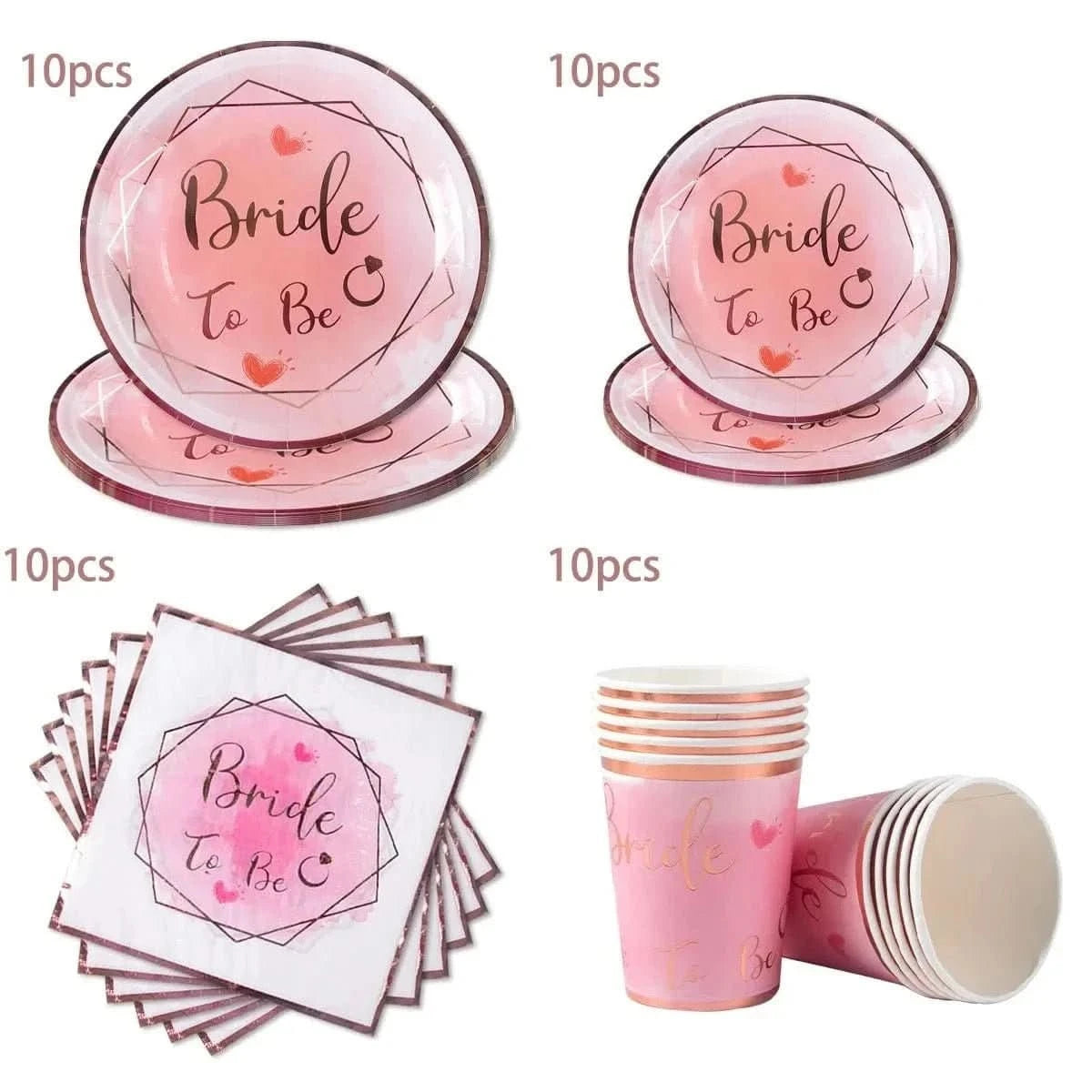 Bachelorette Party Decoration Set – Bride To Be Plates, Banner & Accessories - Waydiy