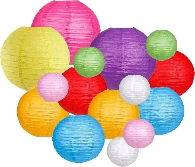 15Pcs Sage Green Paper Lantern Set – Round Hanging Party Decorations - Waydiy