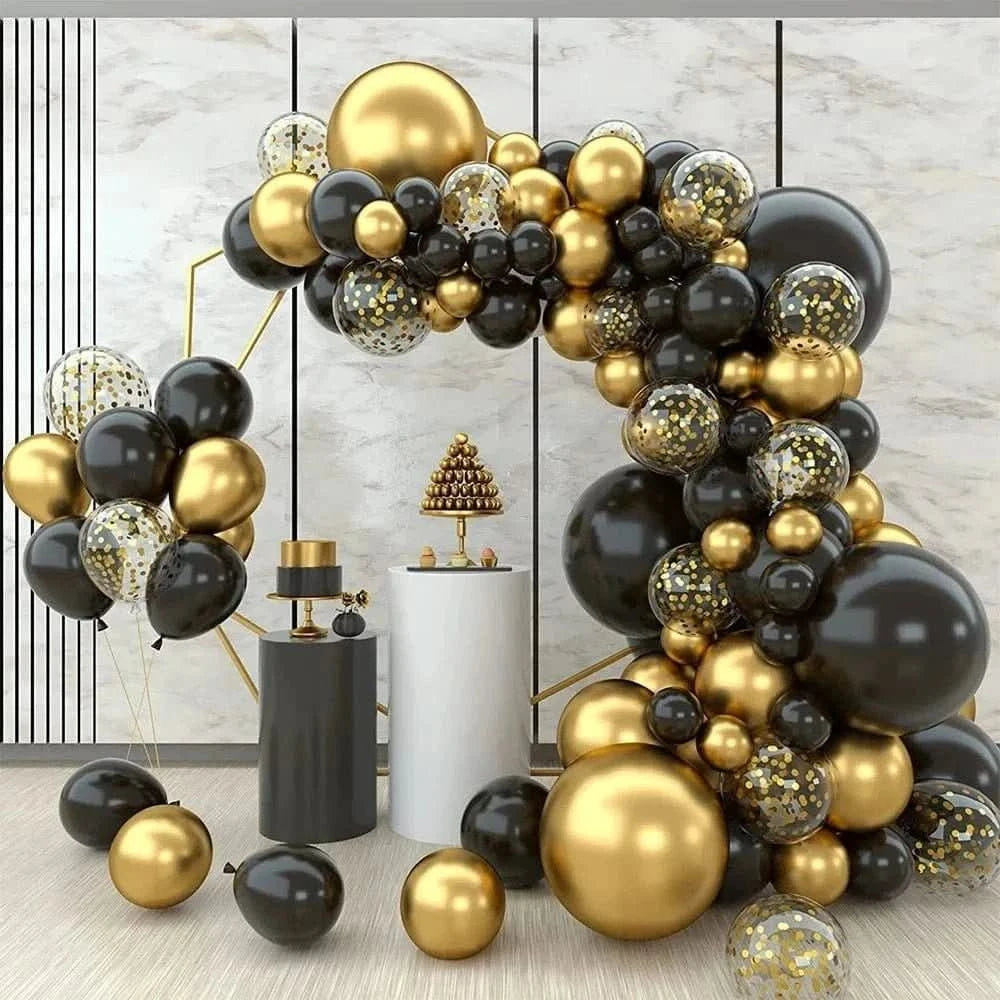 Black and Gold Balloon Arch Kit – Metallic Party Decorations for Birthday & Wedding - Waydiy