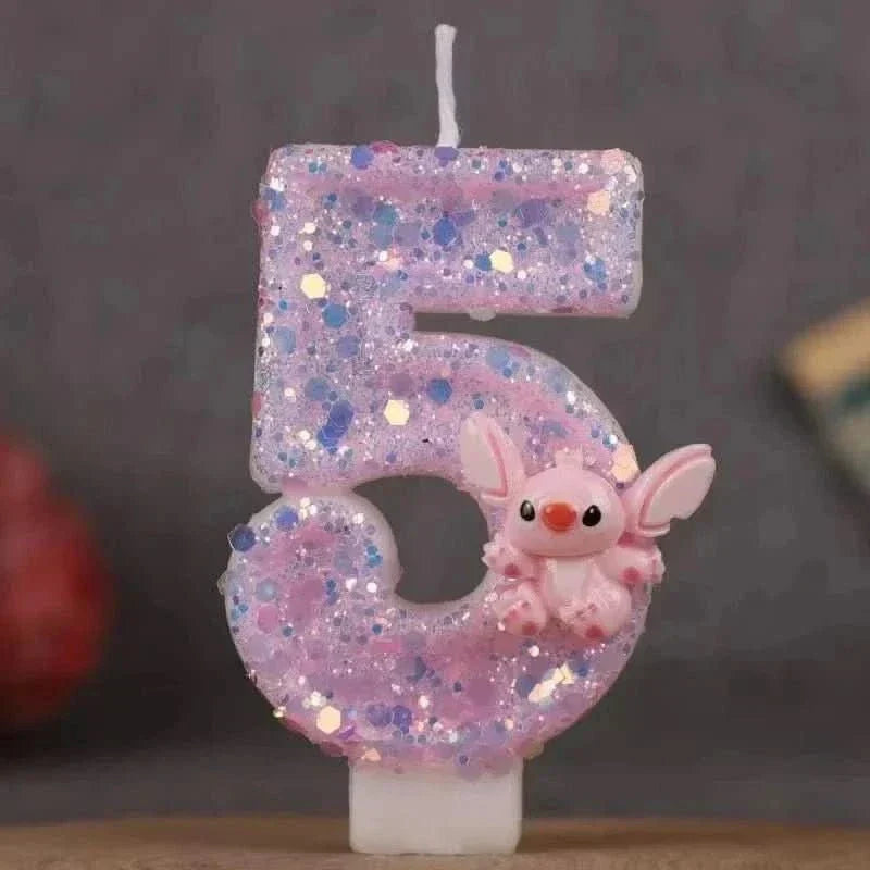 Pink Cartoon Number Candles 0–9 – Birthday Cake Decoration for Kids Parties - Waydiy