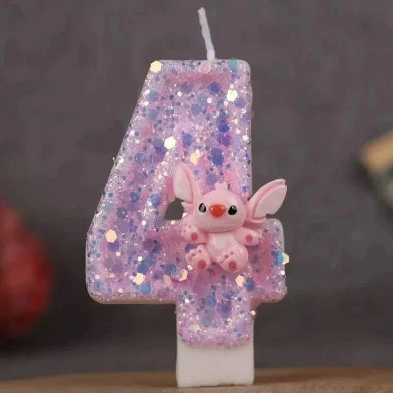 Pink Cartoon Number Candles 0–9 – Birthday Cake Decoration for Kids Parties - Waydiy