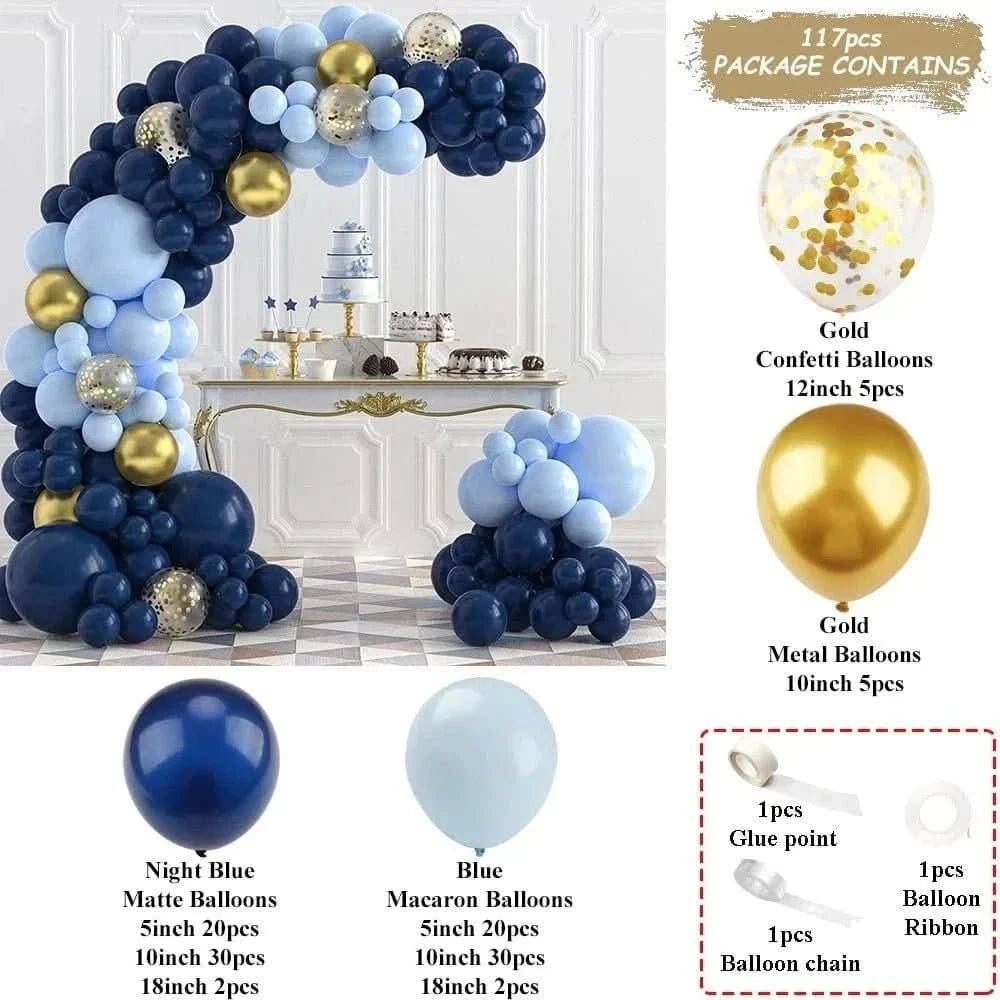 Gold and Blue Balloon Arch Kit – Party Decorations for Birthday, Wedding & Baby Shower - Waydiy