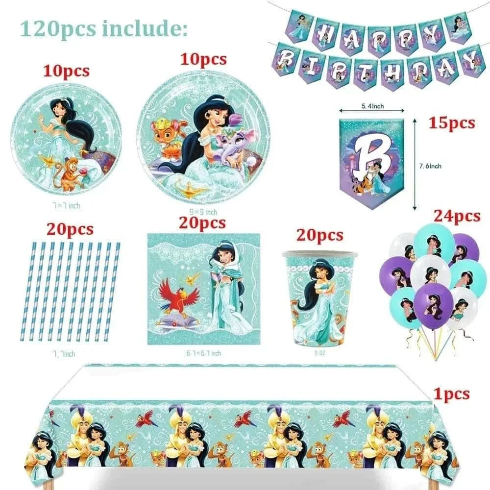 120Pcs Disposable Paper Tableware Set – Cartoon Party Decoration Kit - Waydiy
