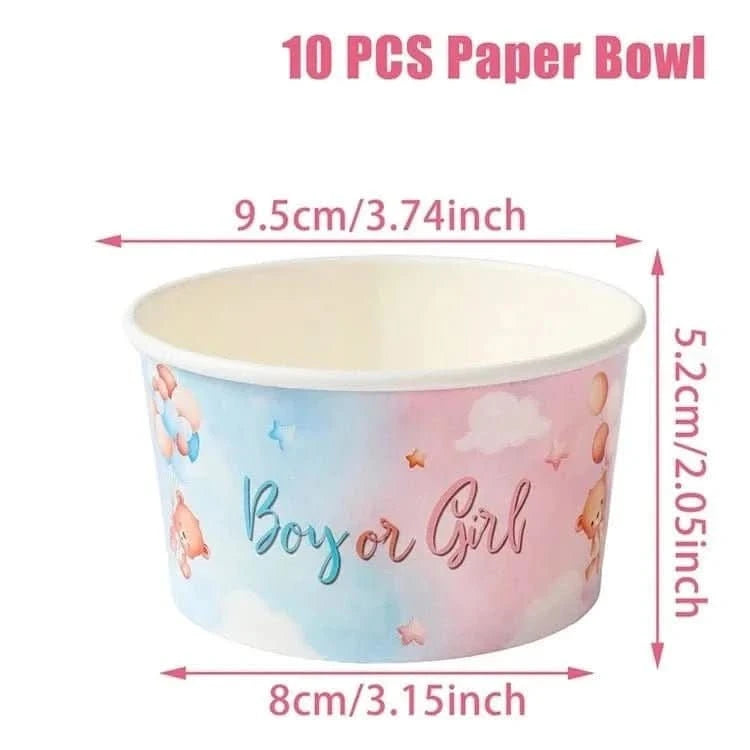 10Pcs Gender Reveal Paper Bowls – Boy or Girl Baby Shower Party Supplies - Waydiy
