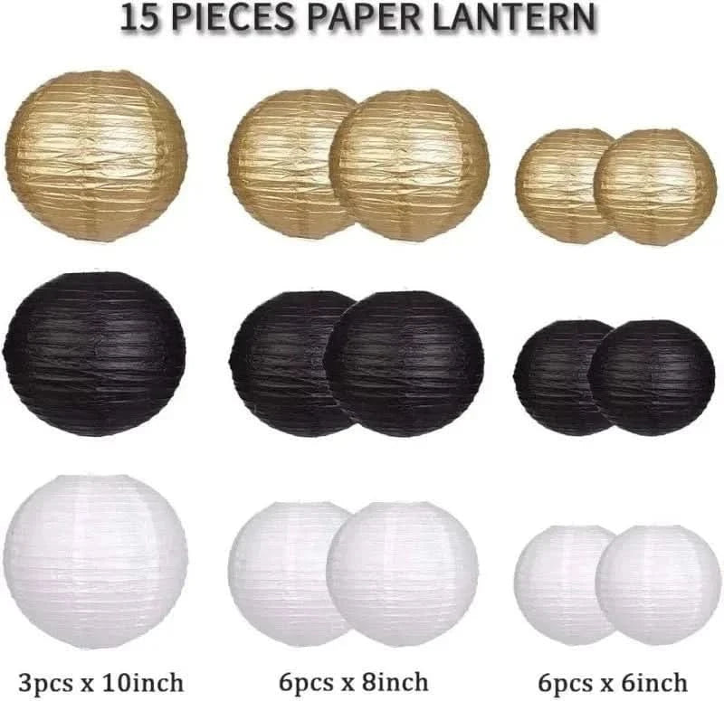 15Pcs Sage Green Paper Lantern Set – Round Hanging Party Decorations - Waydiy